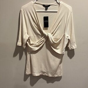 Lauren Ralph Lauren NWT size XL Cream Twist Front Top